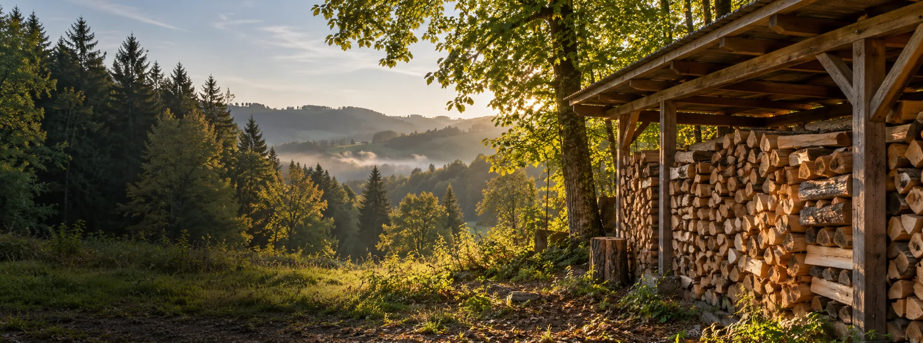 Beispielbild: Brennholzlager am Waldrand
